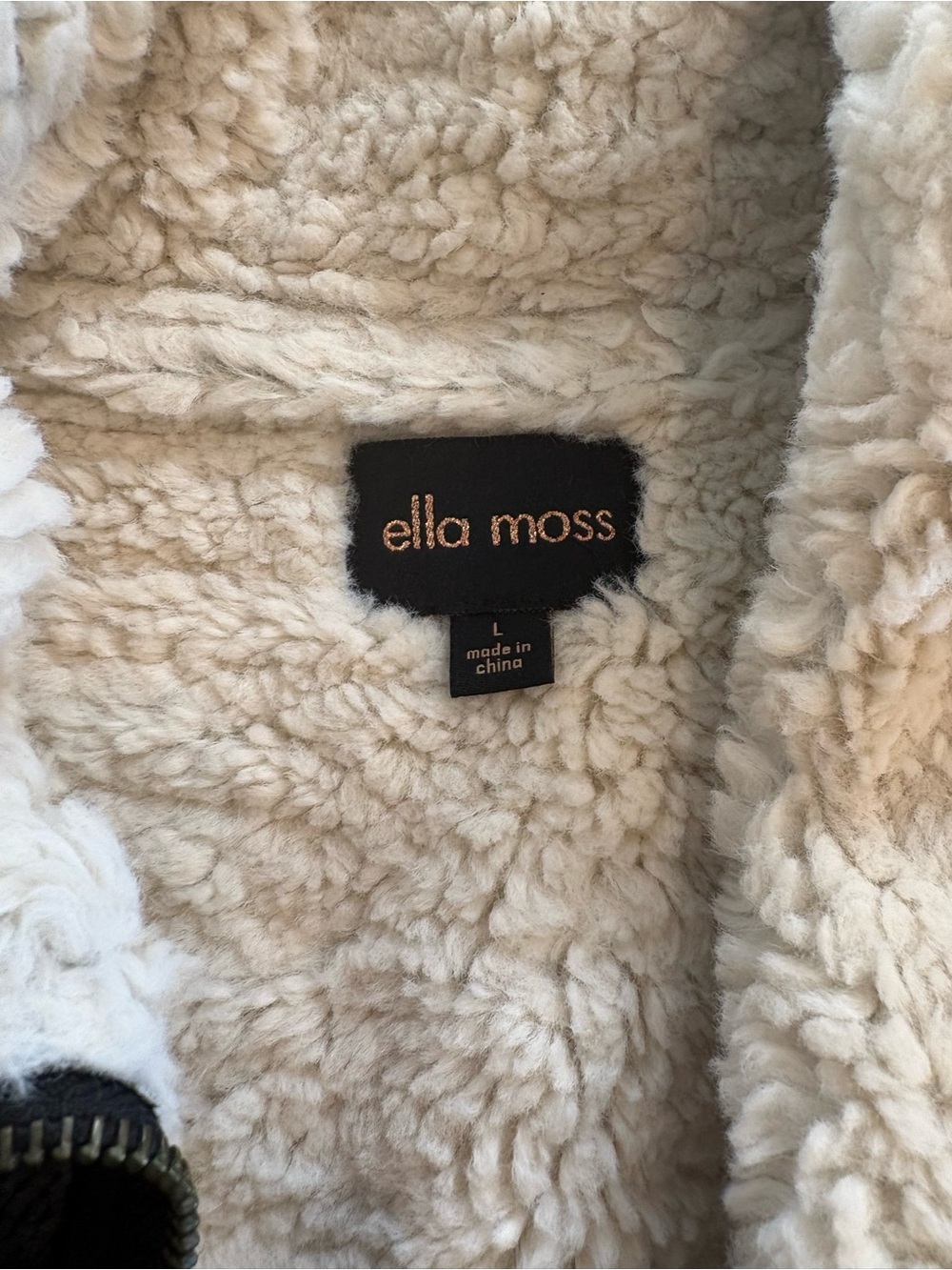 Ella Moss Black Jacket with Cream Faux-Shearling Lining - Picture 2 of 3